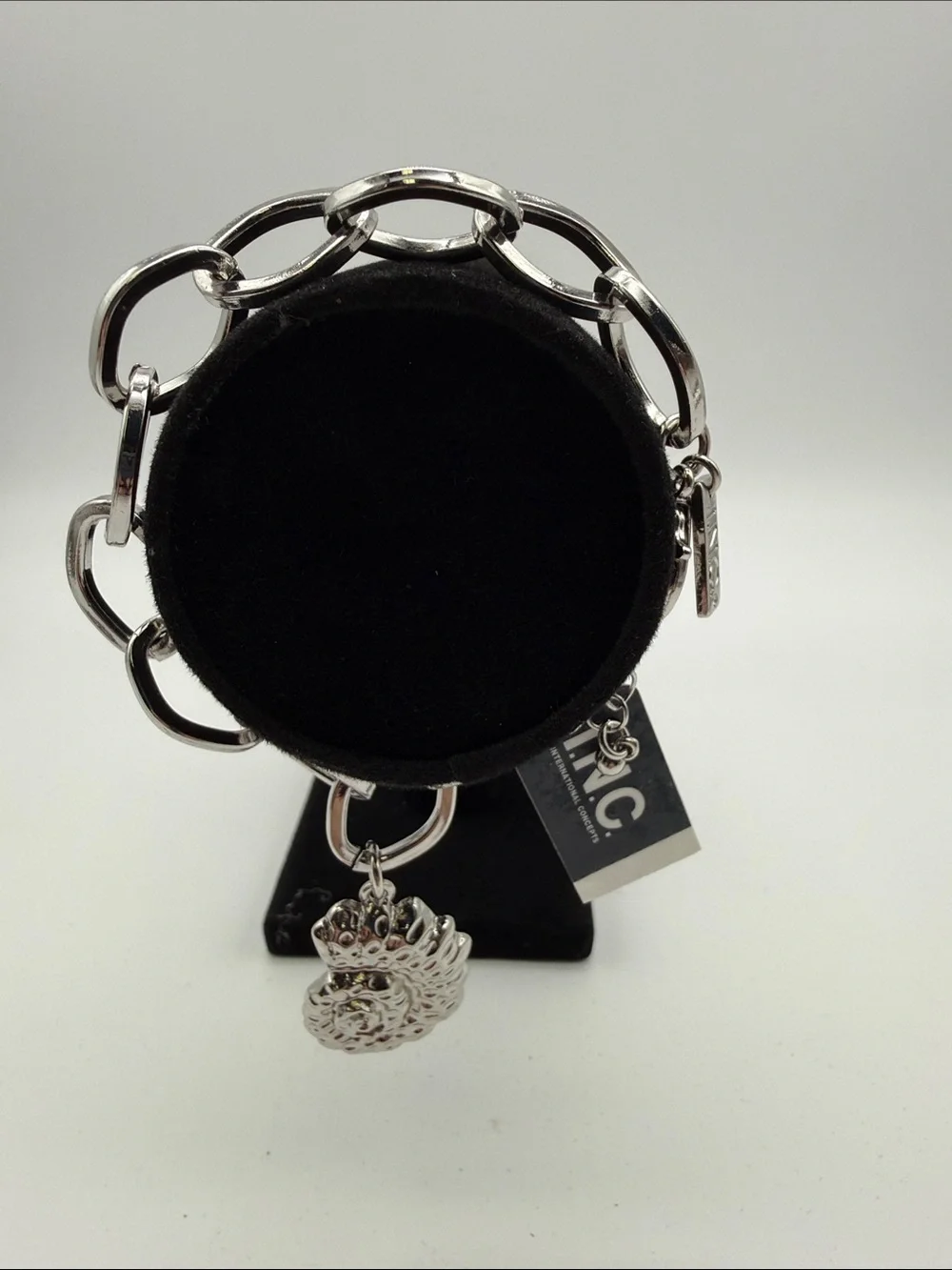 INC International Concepts Silver-Tone Chain Link Bracelet with Lion Charm